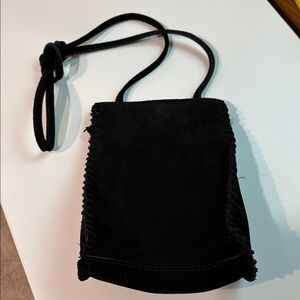 Urban Outfitters black suede small purse whip stitching details one pocket